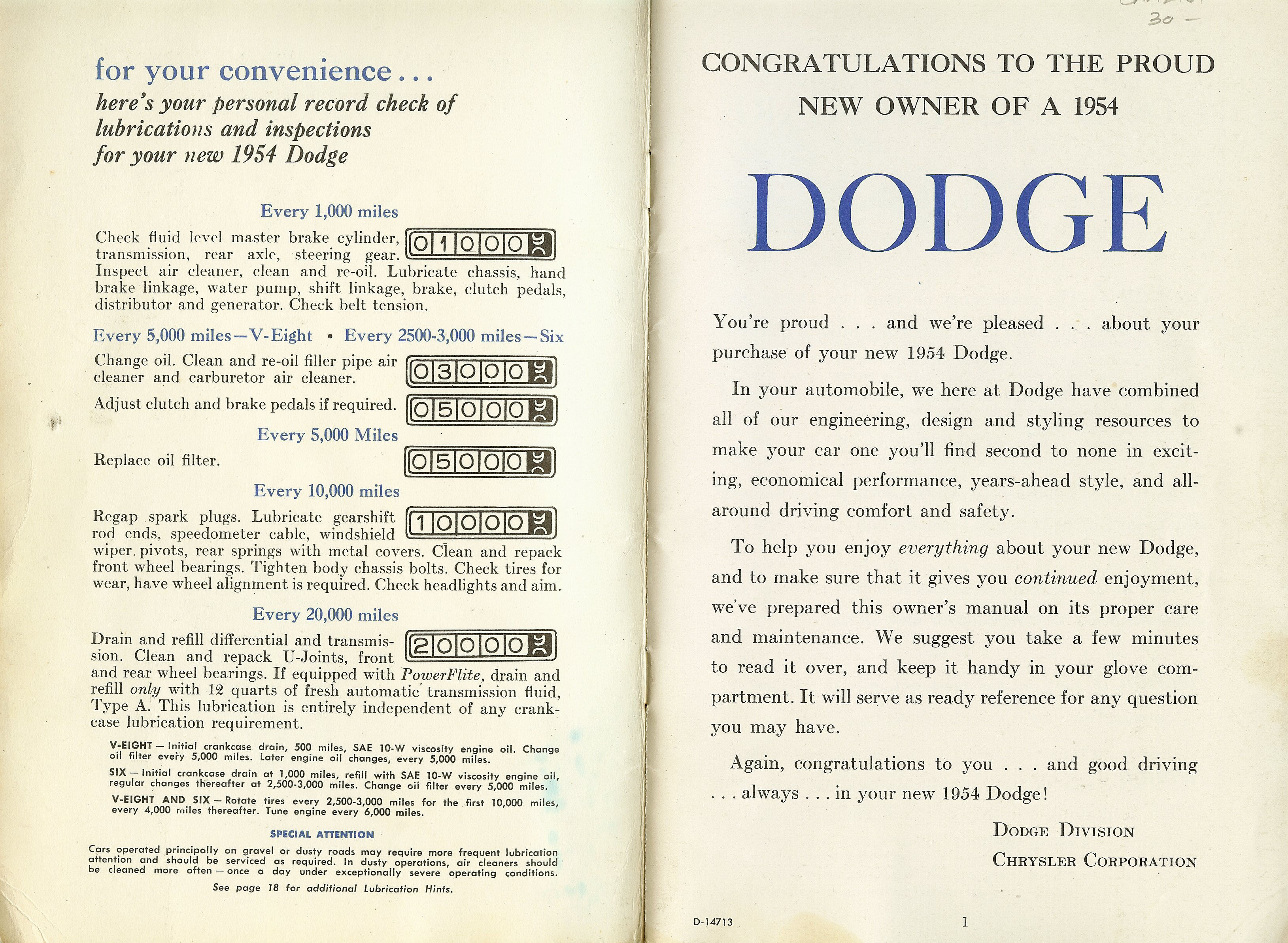 1954 Dodge Car Owners Manual Page 26